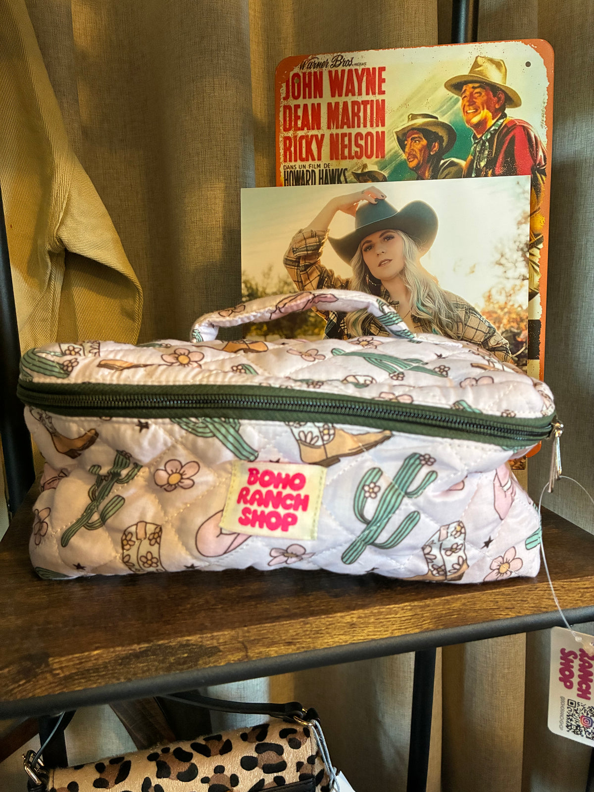Cactus Cutie Quilted Western Makeup Bag  | Cowgirl Cosmetic Bag Fabric