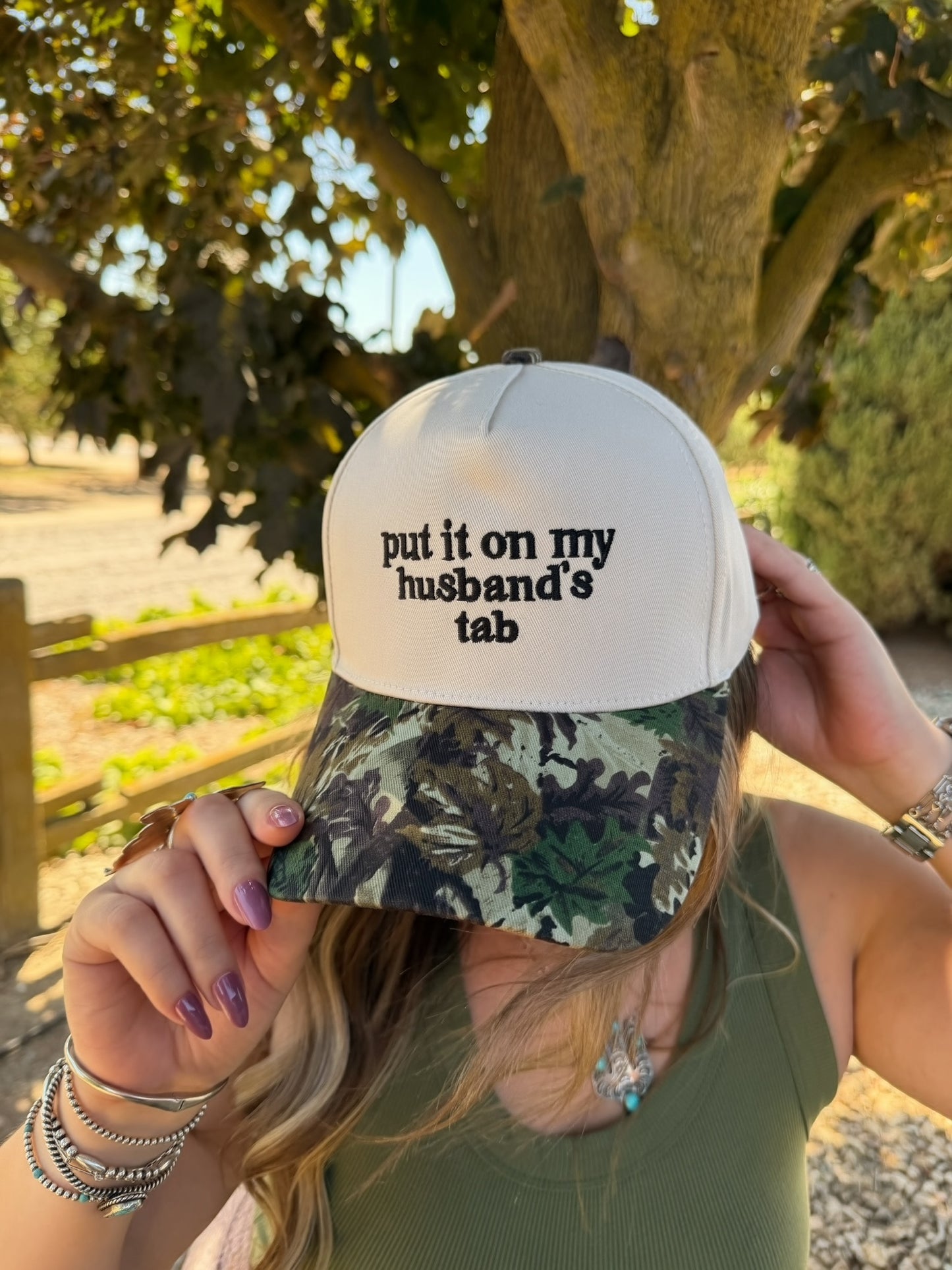 Put it on my husbands tab camo trucker hat