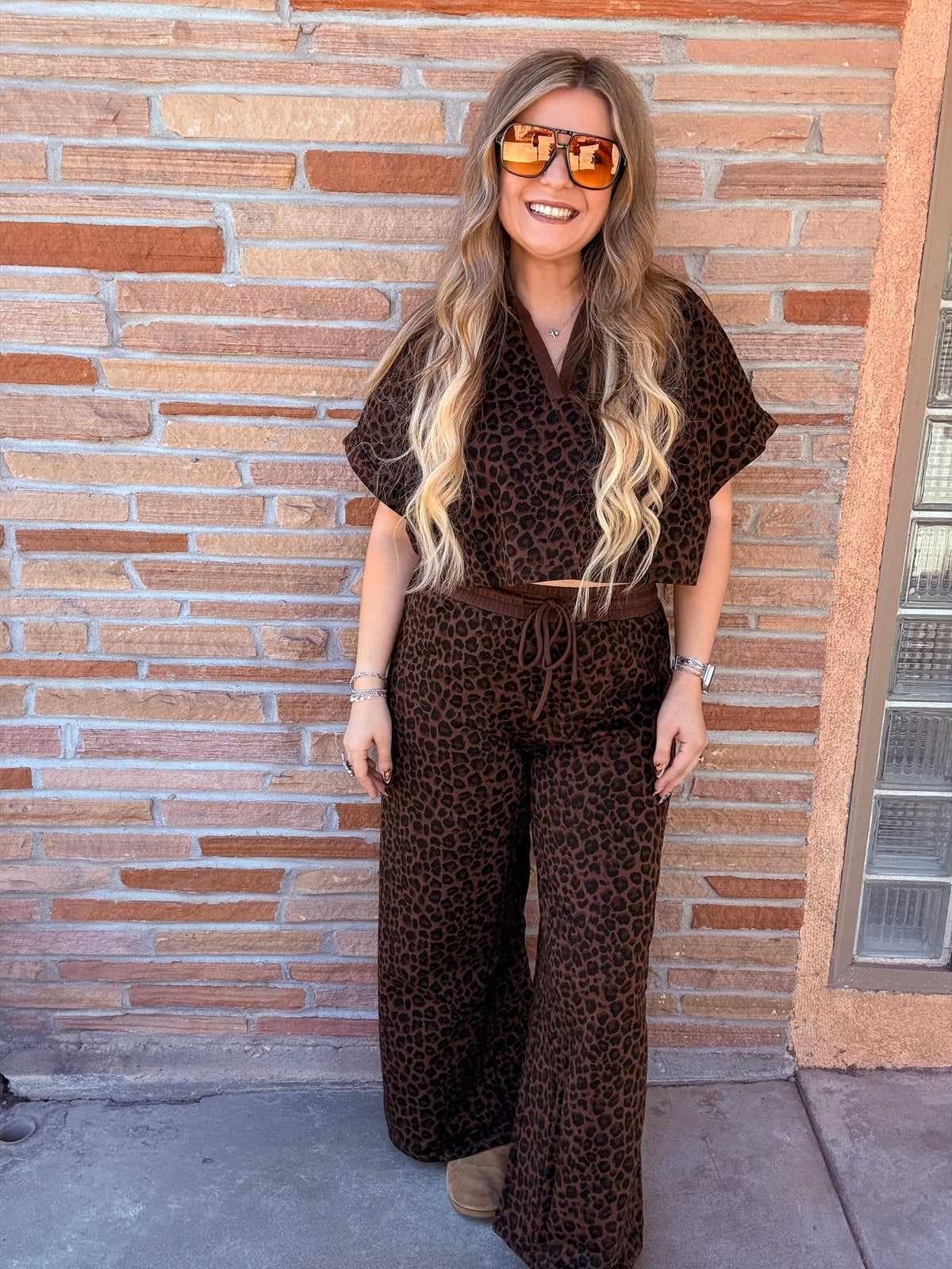 Leopard print top and pant set