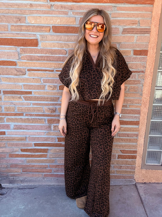 Leopard print top and pant set