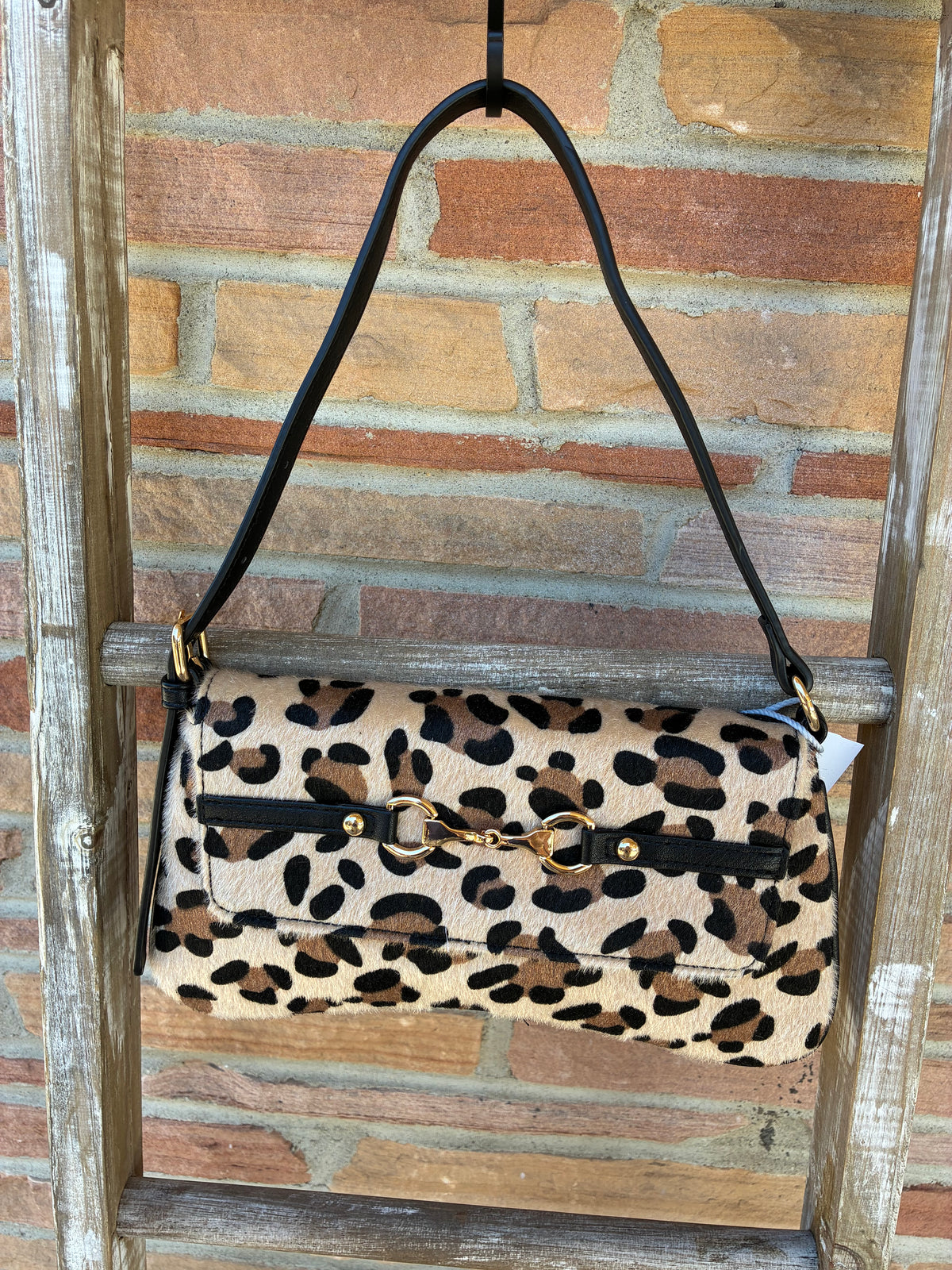 Leopard Spotted Horsebit Flap Shoulder Bag