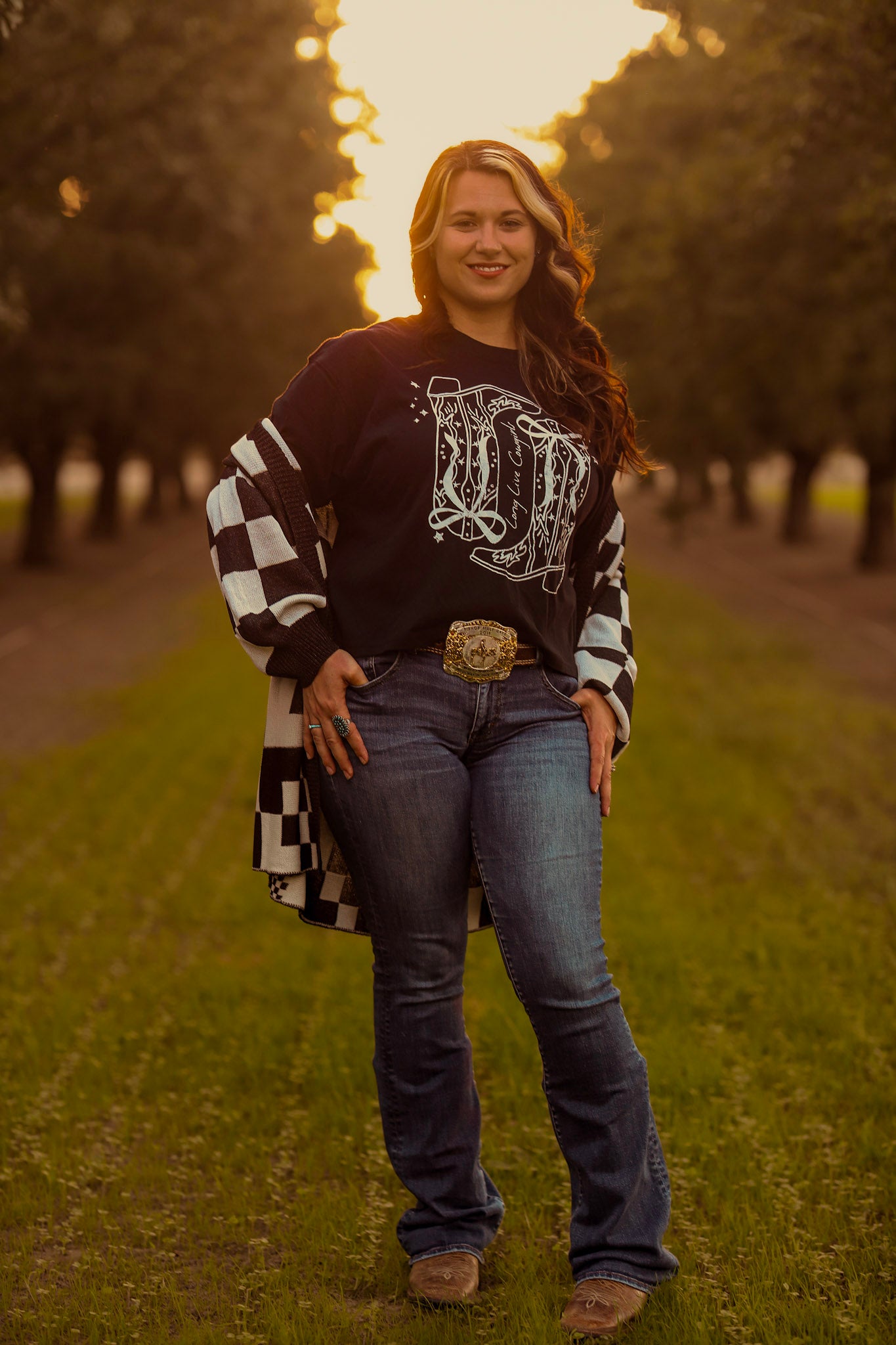 Long Live Cowgirls Bow & Boots Long Crop Top