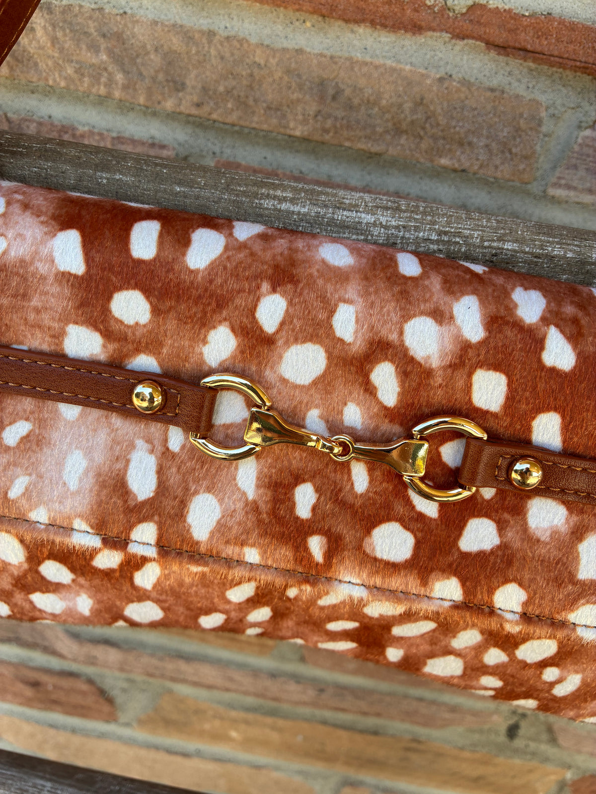 Bambi Fawn Spotted Horsebit Flap Shoulder Bag