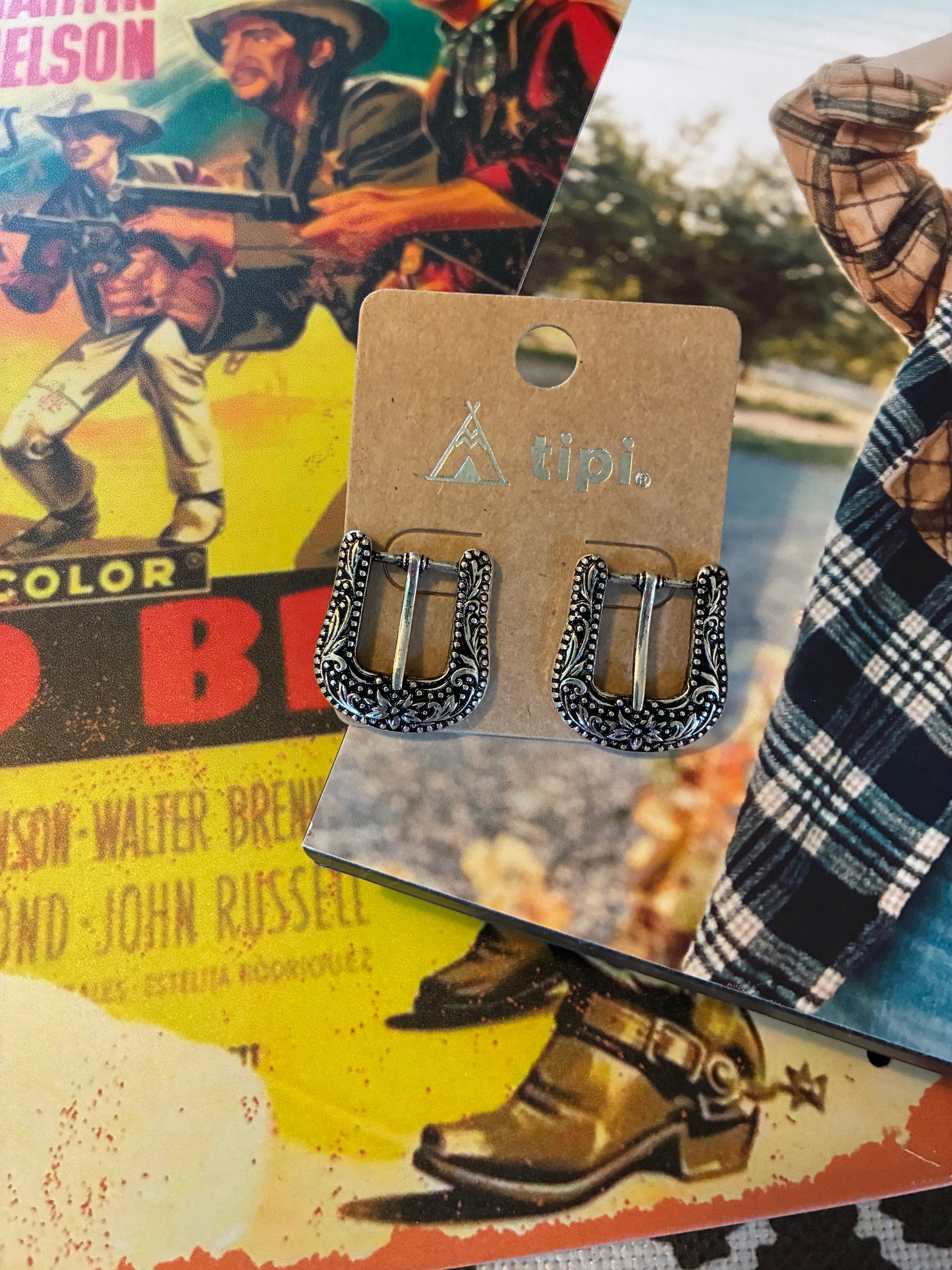 Western buckle small earrings