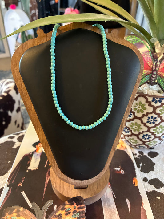 4mm Faux Turquoise Stone Bead Choker Necklace