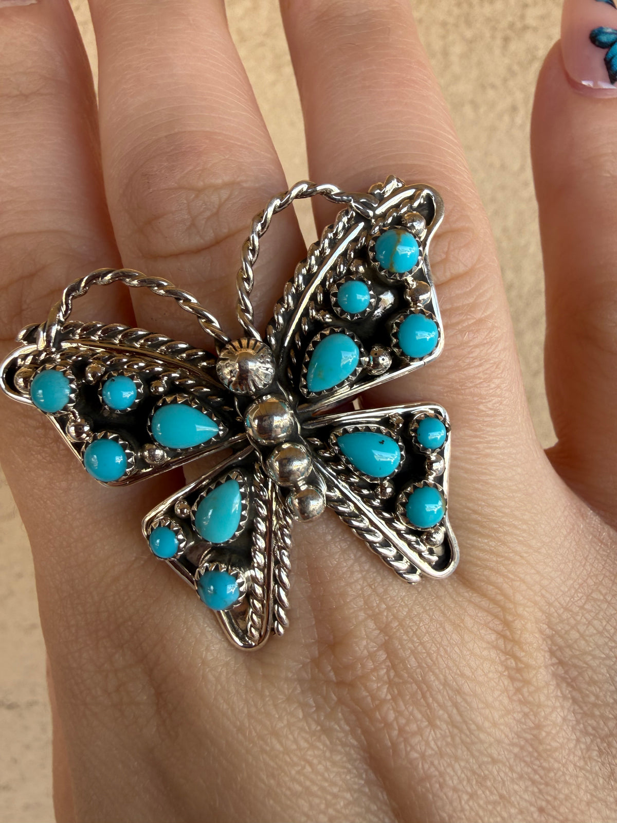 925 sterling silver butterfly Kingman ring Tina Jones native made