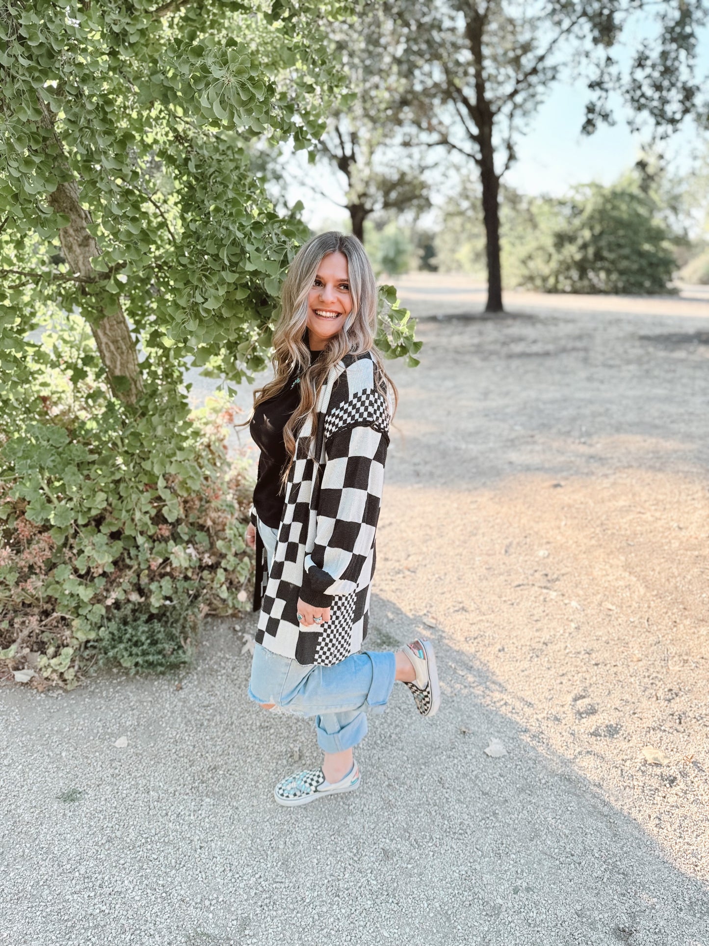 Chasin' You Checkered Cardigan