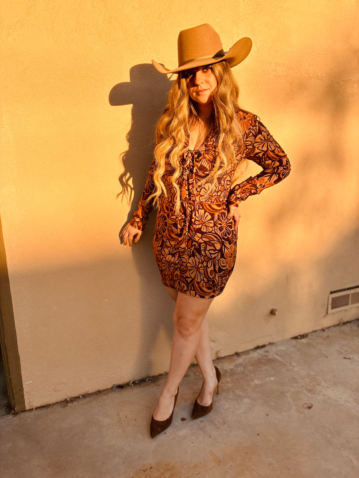 Floral Lace Up Mini Dress