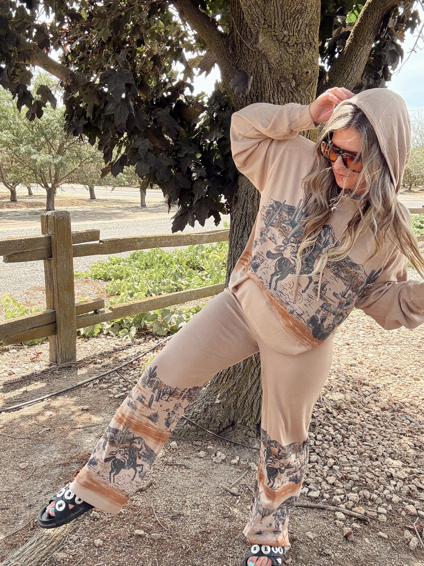 Desert Horse Rib Hoodie Loungewear Set