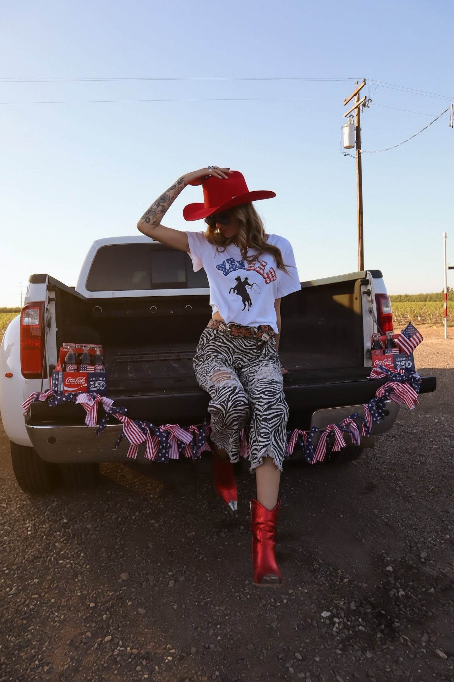 Yeehaw American Cowboy Crop Tee
