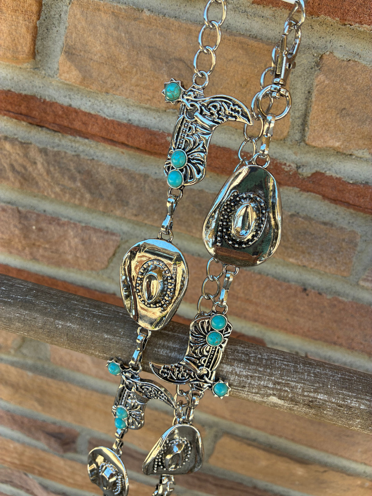 Cowboy Hat and Boot Turquoise Star Link Belt