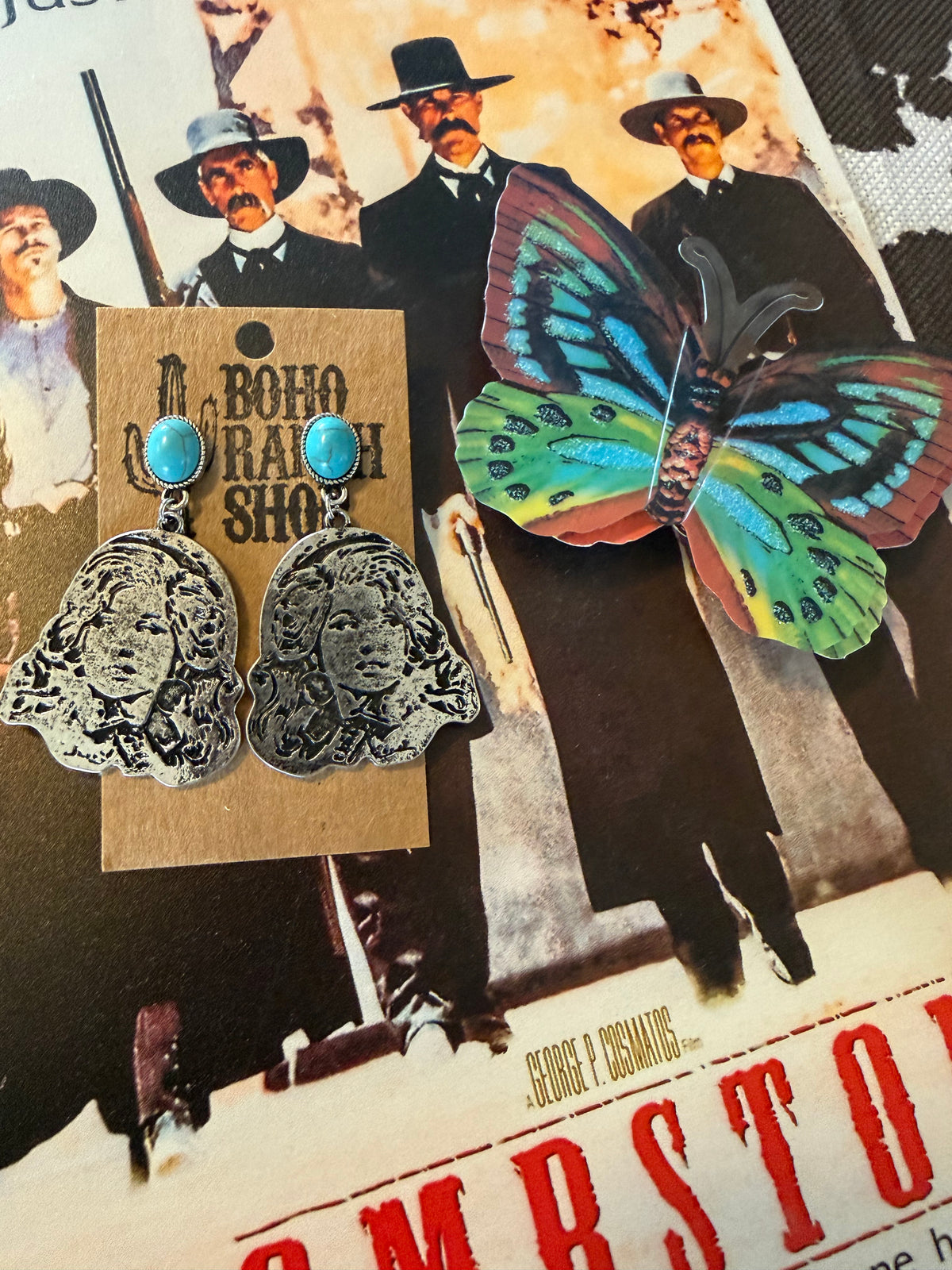 Western Queen Dolly Printed Dangle Earrings
