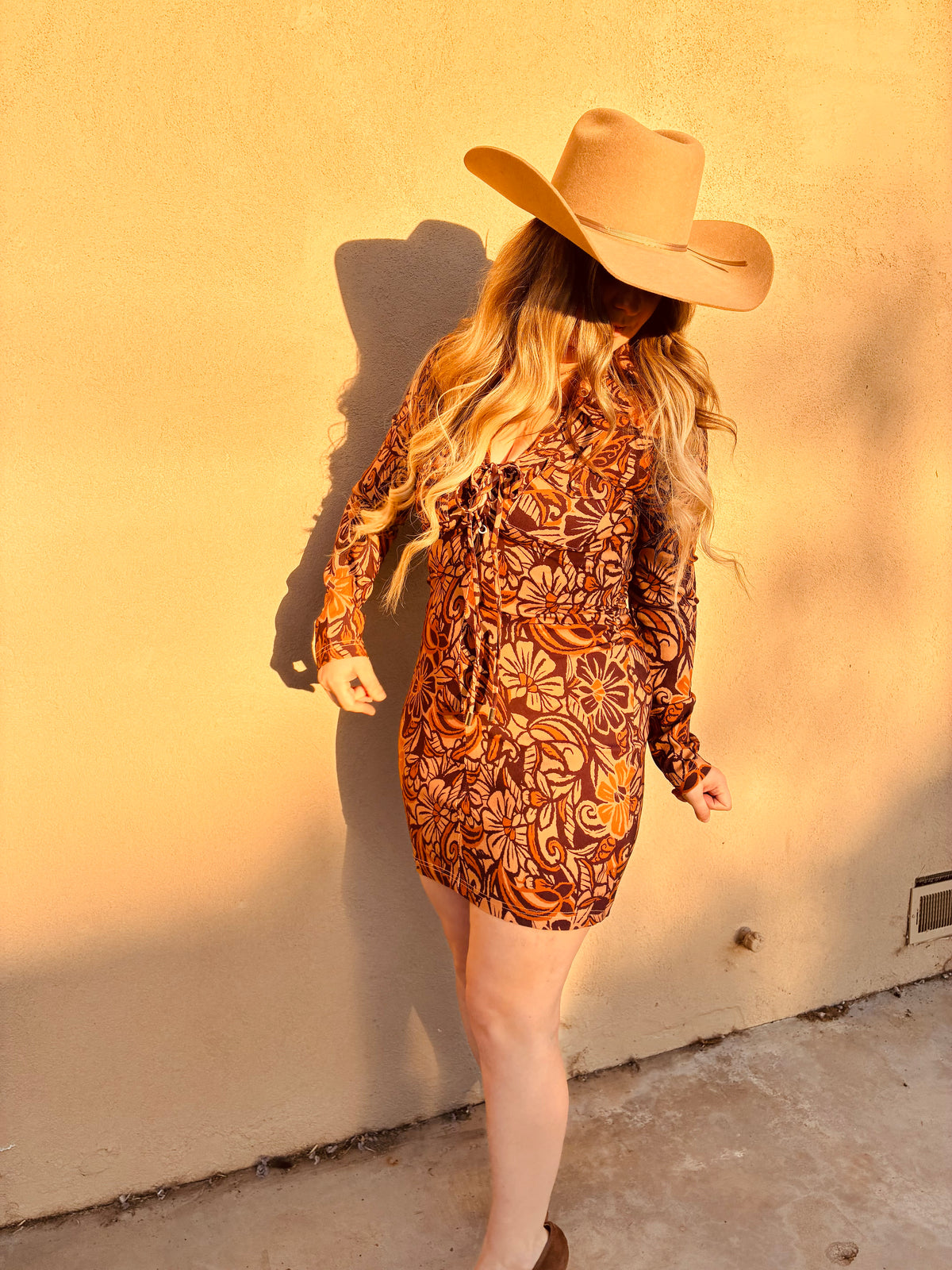 Floral Lace Up Mini Dress
