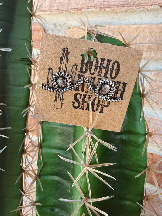 Rope Cowboy Hat Stud Earrings