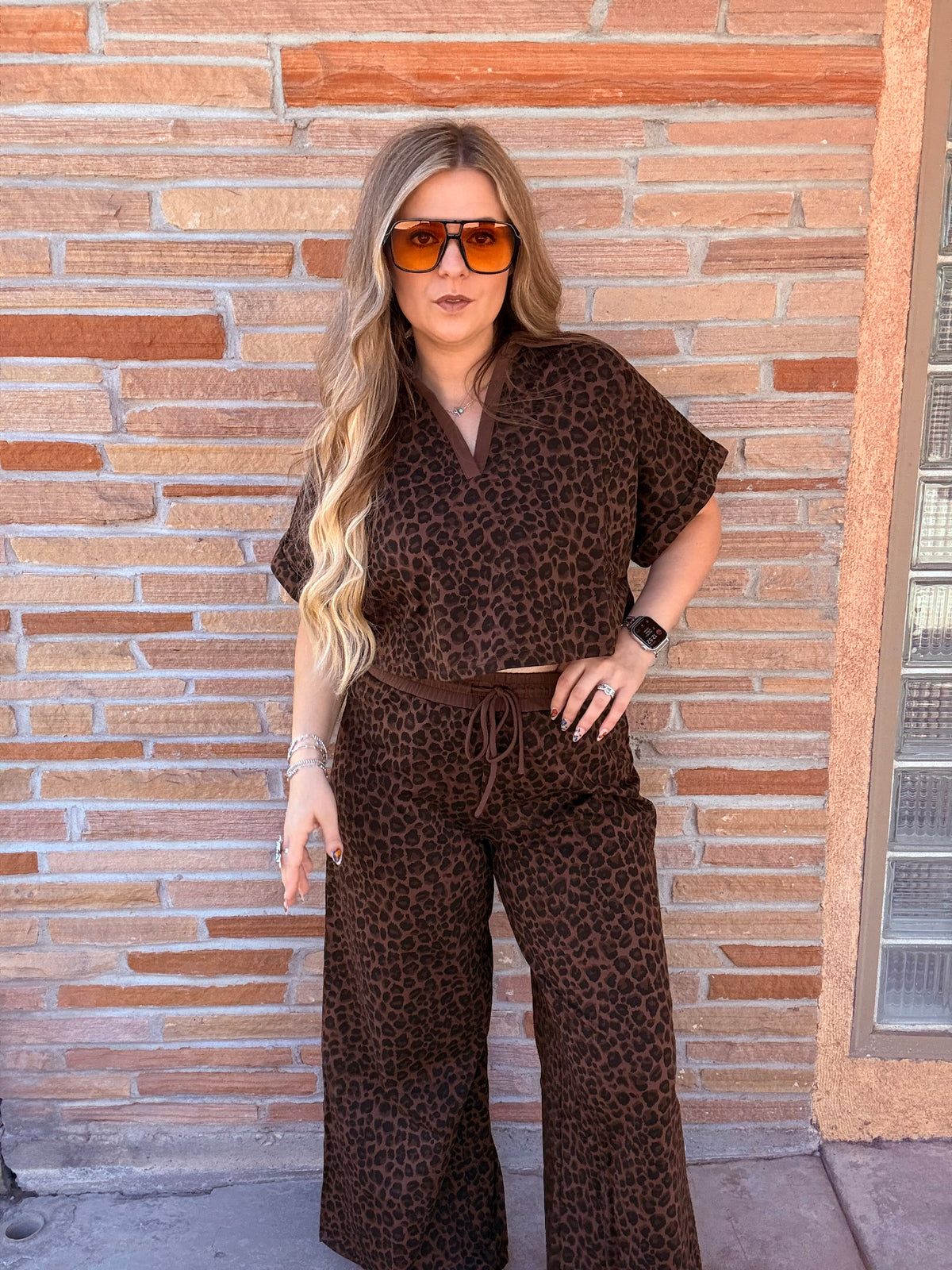 Leopard print top and pant set