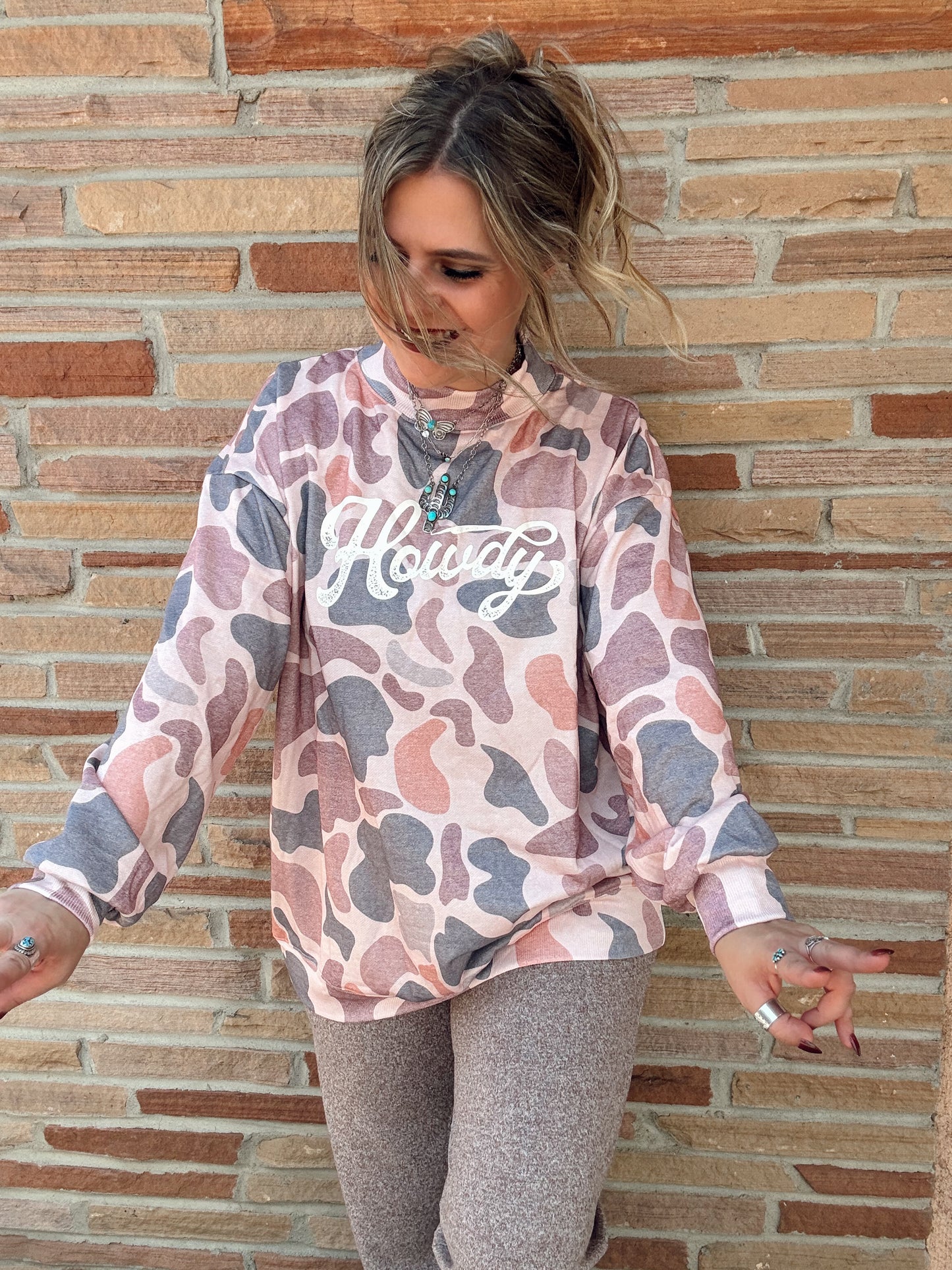 Camo Howdy Baggy Mock Neck Sweatshirt
