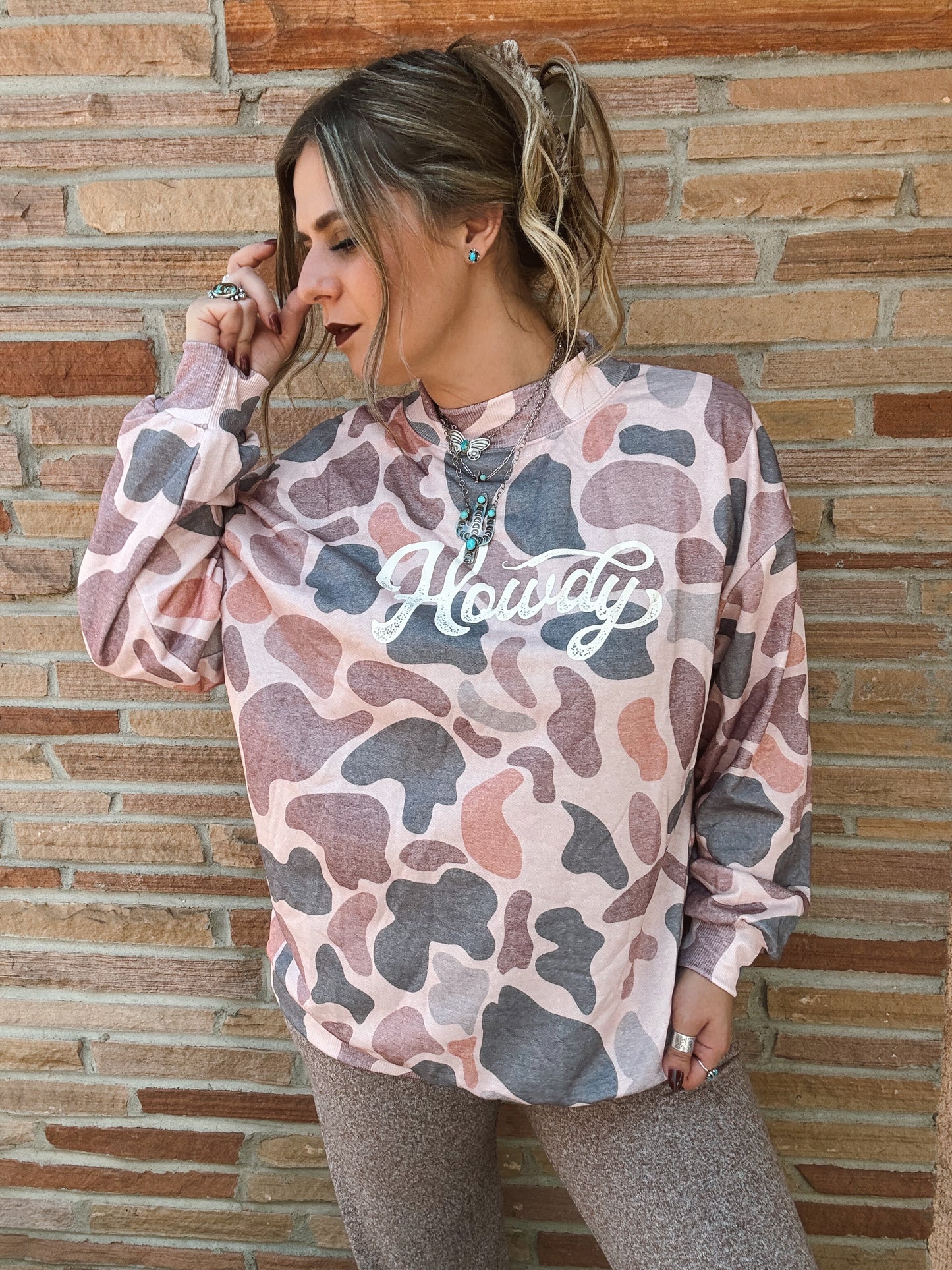 Camo Howdy Baggy Mock Neck Sweatshirt