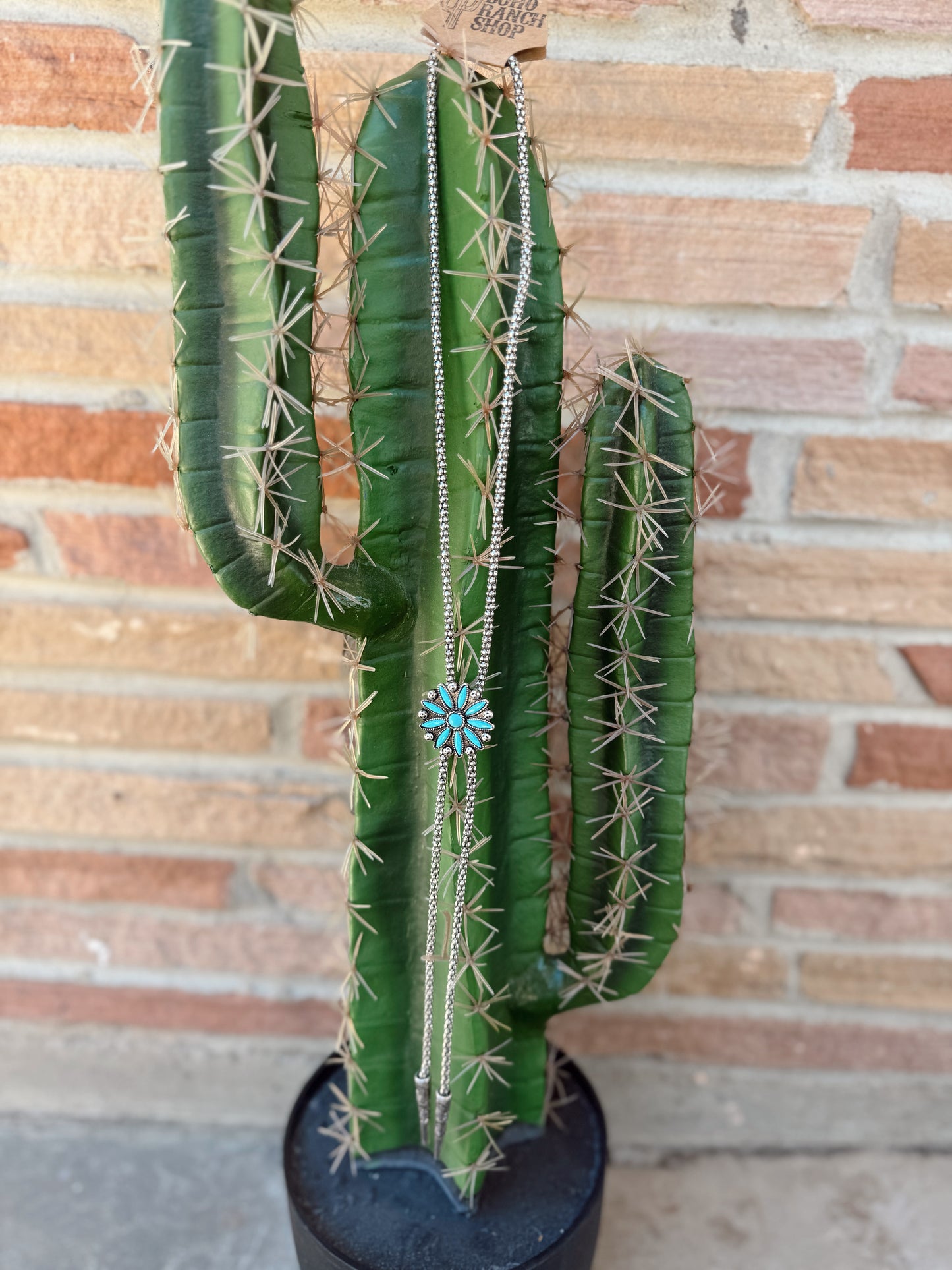 Turquoise Flower Stone Bolo Tie Necklace
