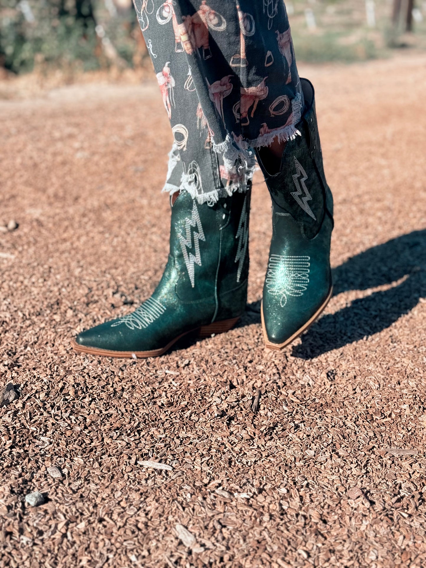 Bowie Teal Metallic Boots