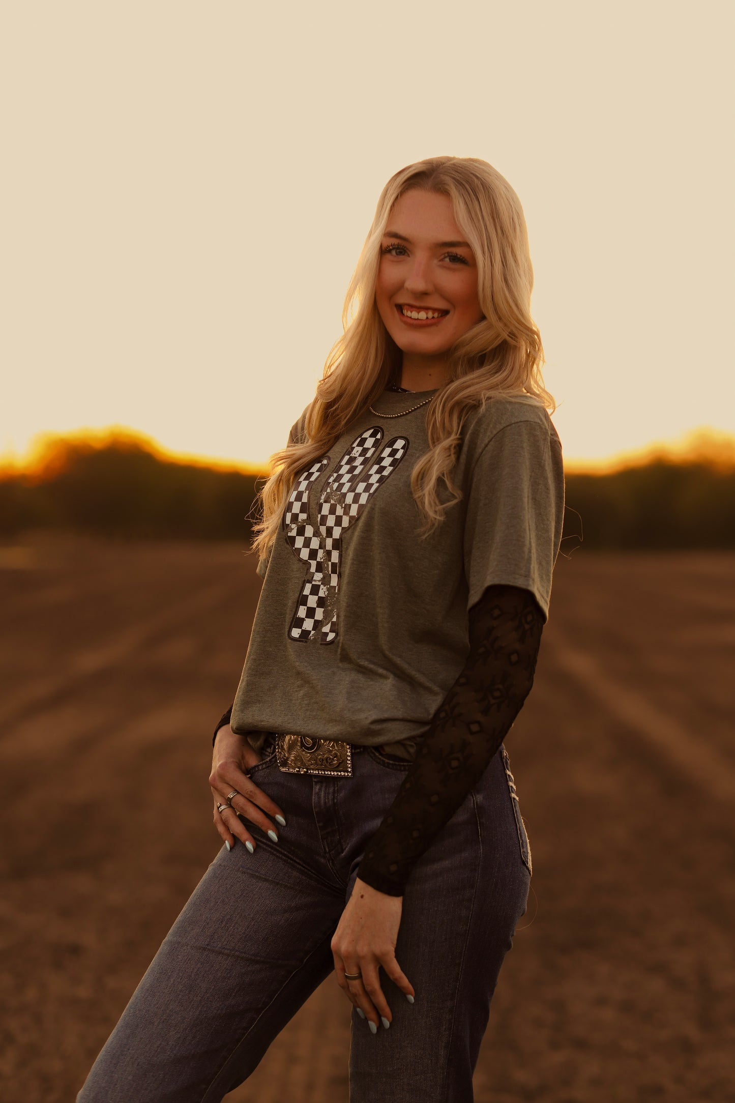 Checkered Cactus Tee