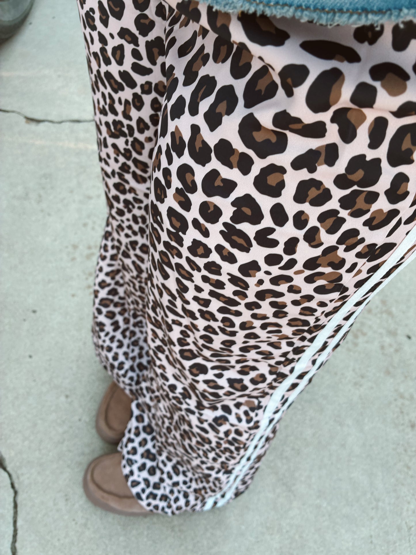 Leopard Print Side Striped Pants