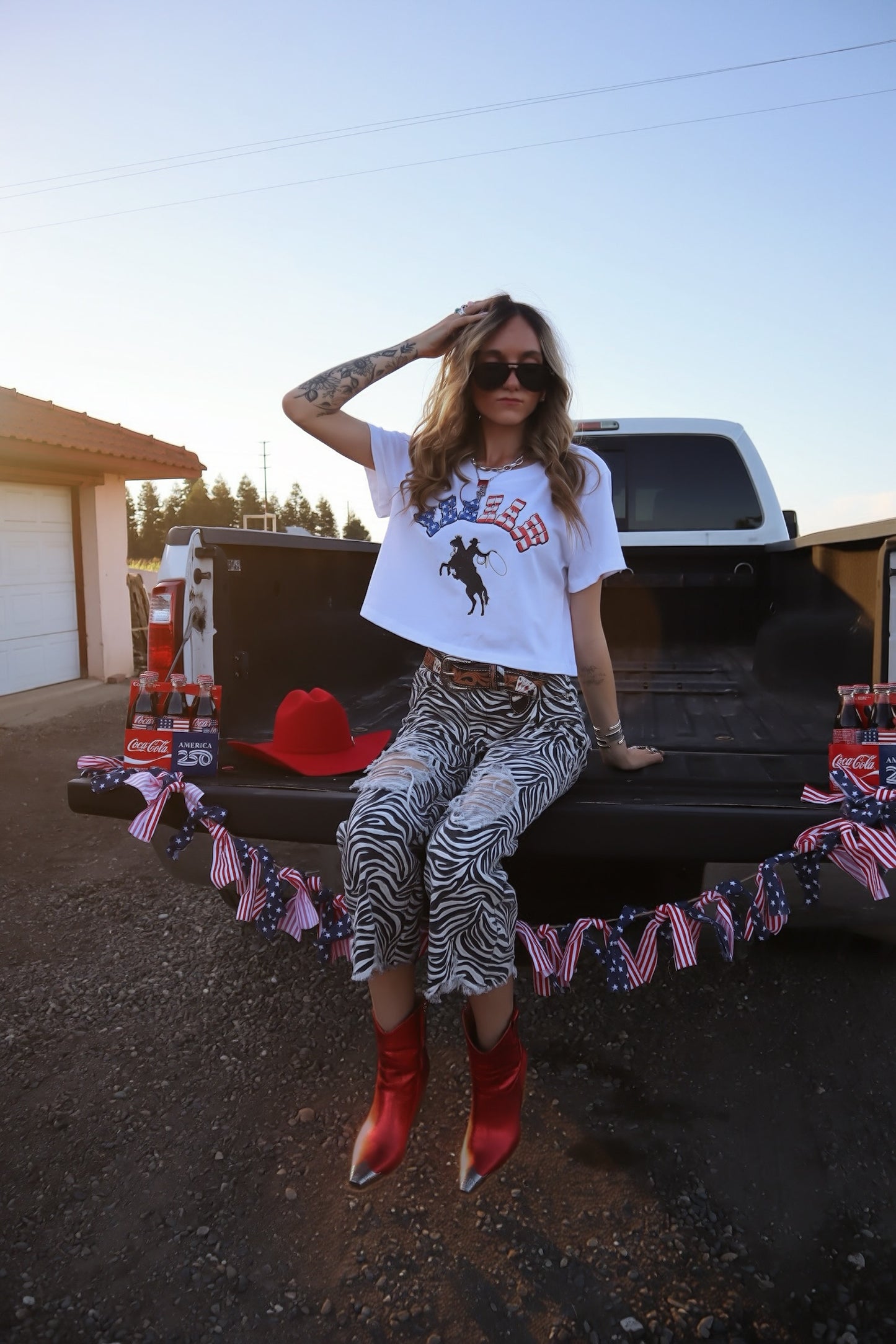 Yeehaw American Cowboy Crop Tee