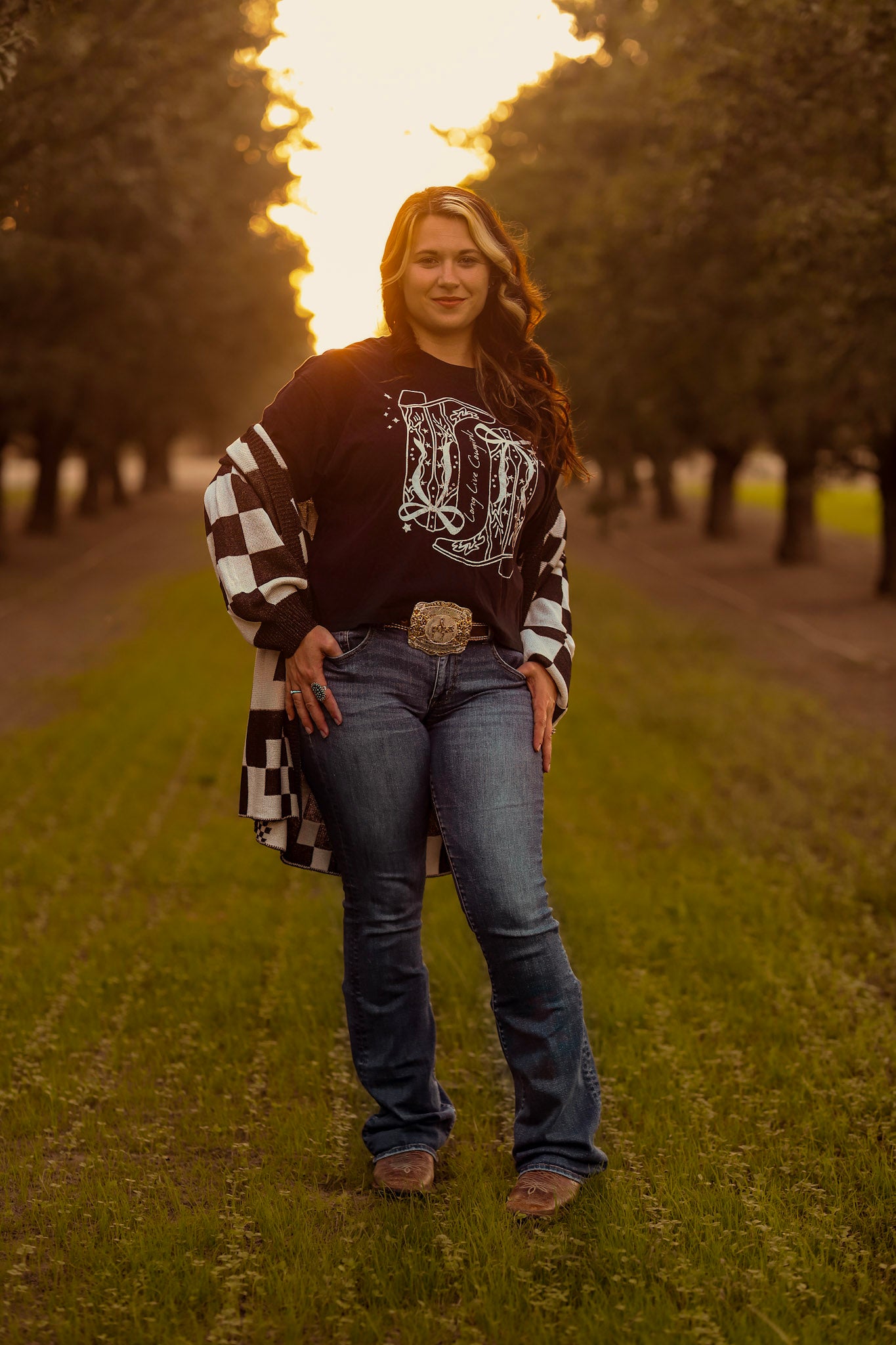 Long Live Cowgirls Bow & Boots Long Crop Top