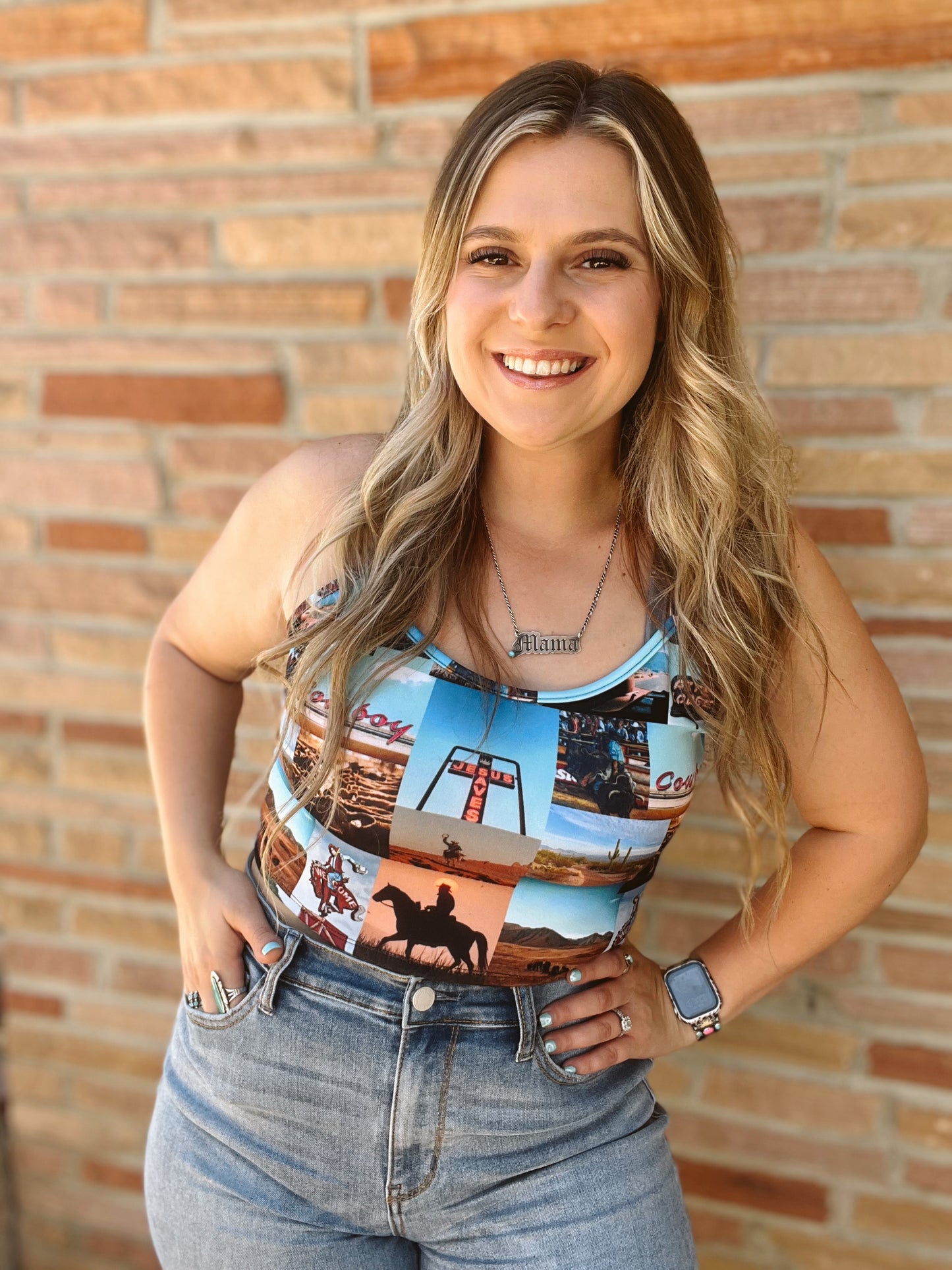 Collage Western Printed Crop Top