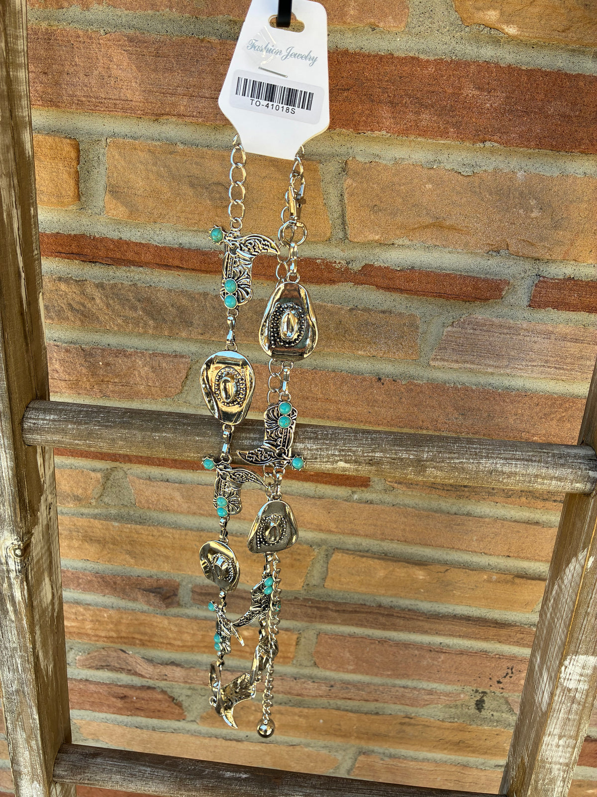 Cowboy Hat and Boot Turquoise Star Link Belt