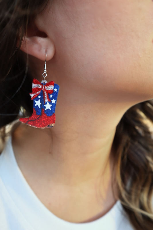 Cowboy Up America Cowboy Boot Earrings