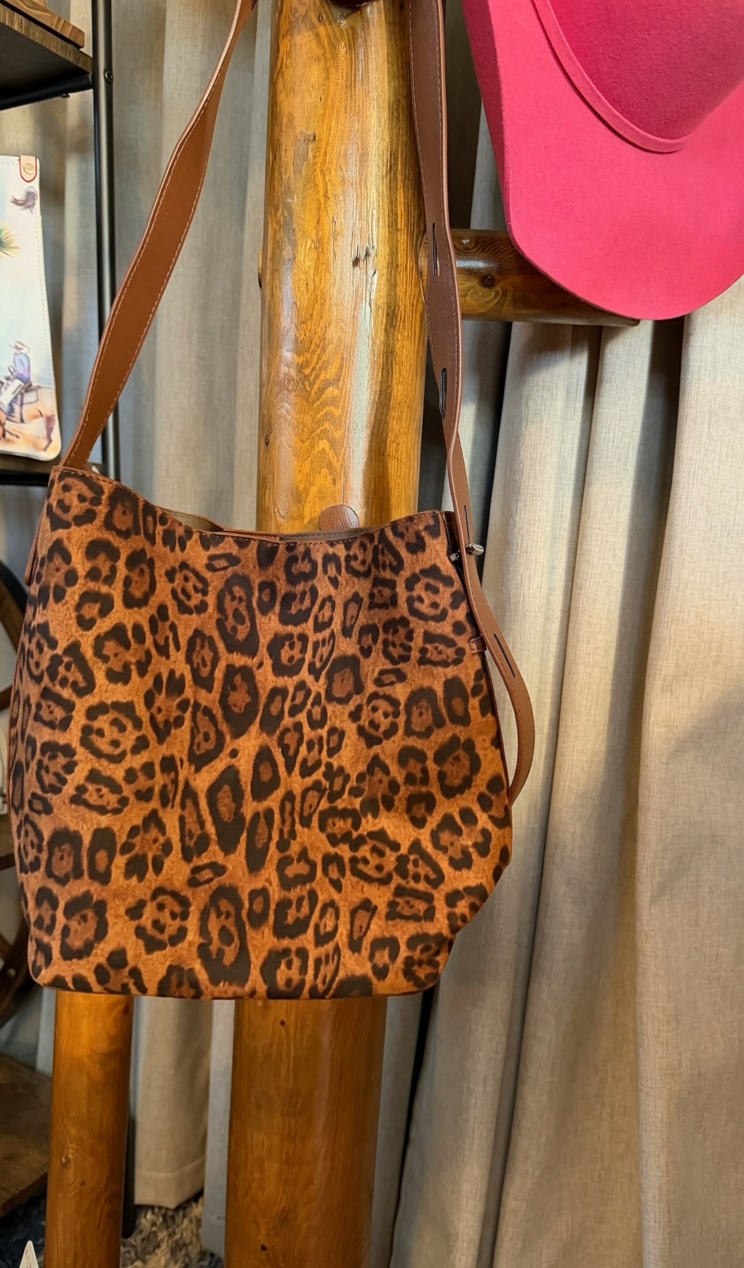 Wild at sundown leopard bucket tote bag