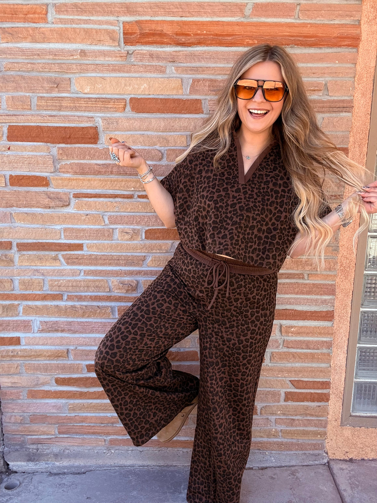 Leopard print top and pant set