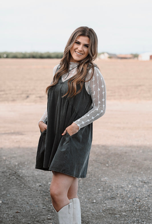 Buckle Babydoll Dress *Charcoal
