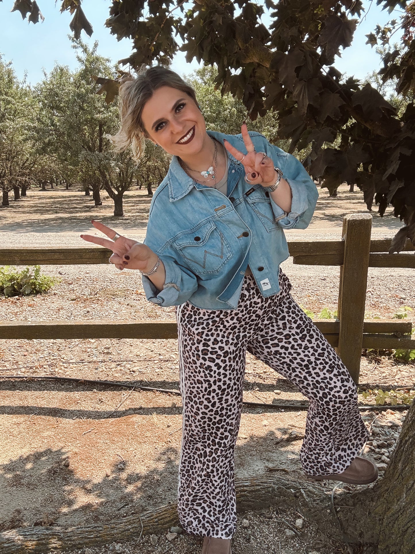 Leopard Print Side Striped Pants