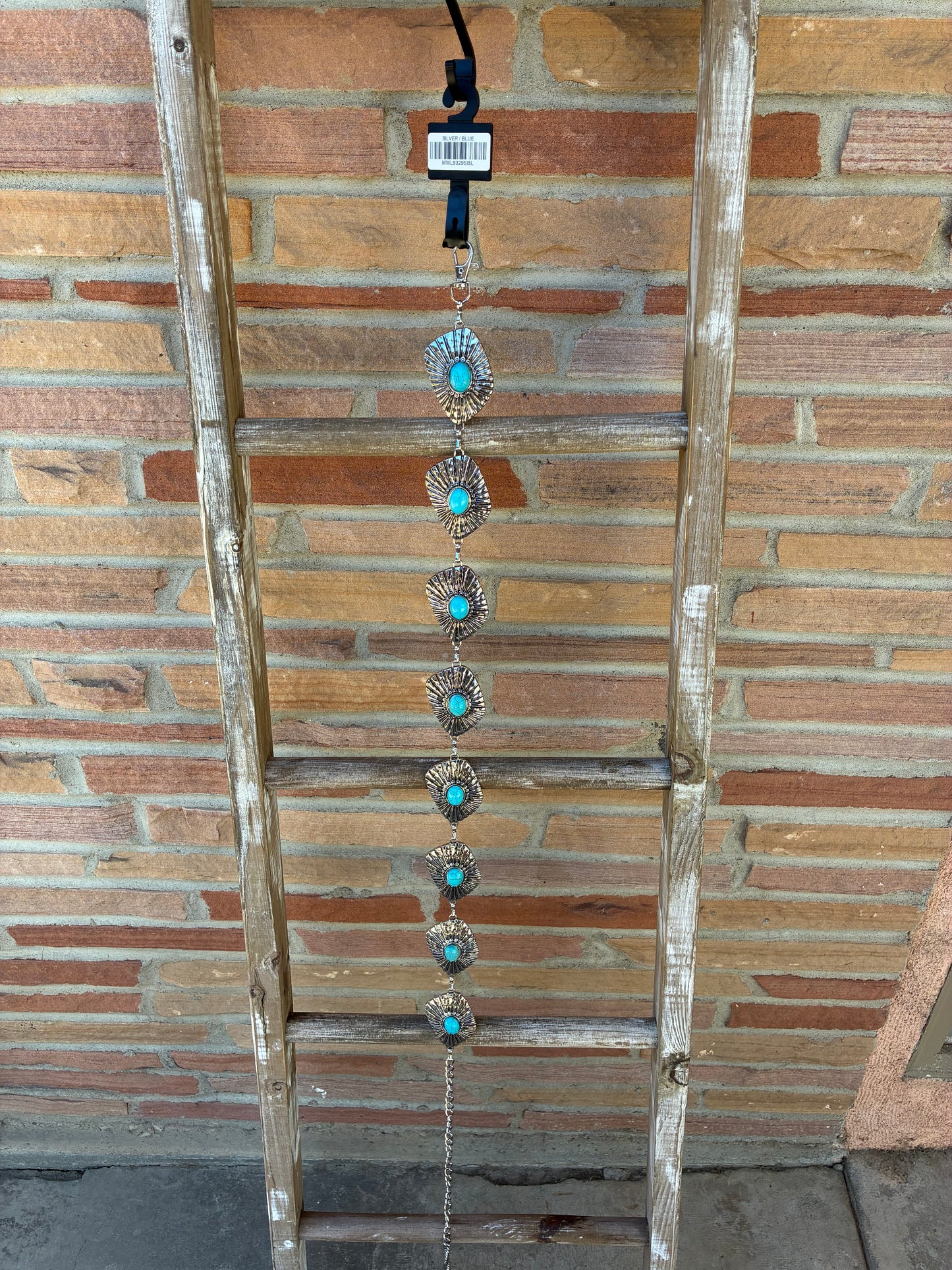 Turquoise Stone Detail Concho Chain Link Belt