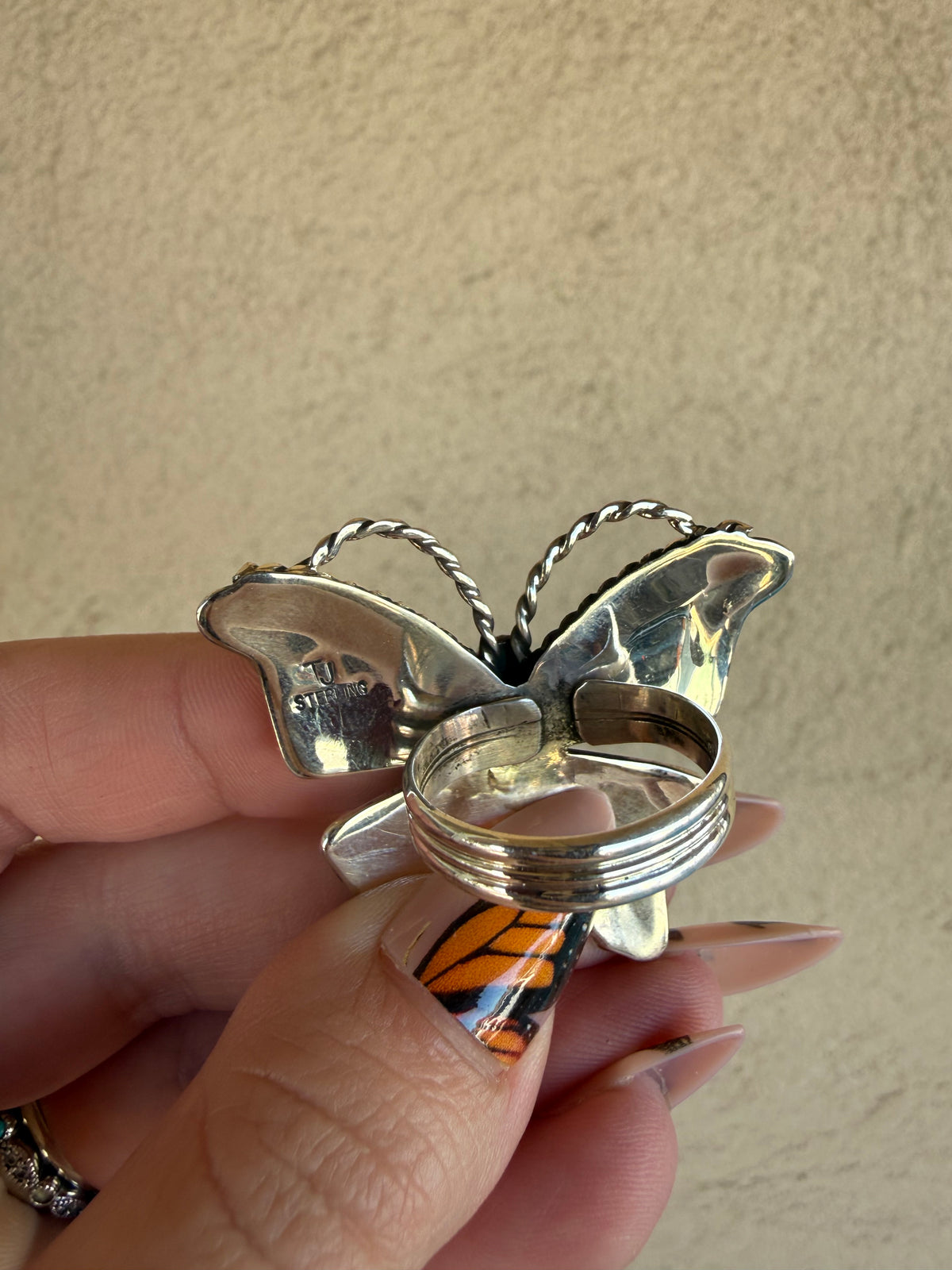 925 sterling silver butterfly Kingman ring Tina Jones native made
