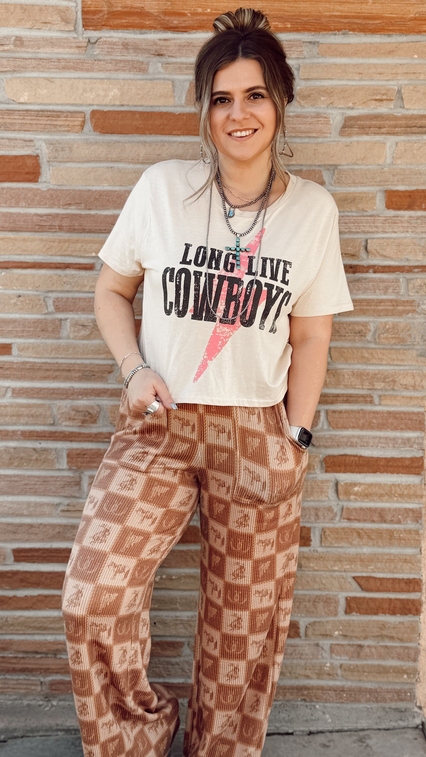 The Cozy Cowpony Pants - Brown Checker print