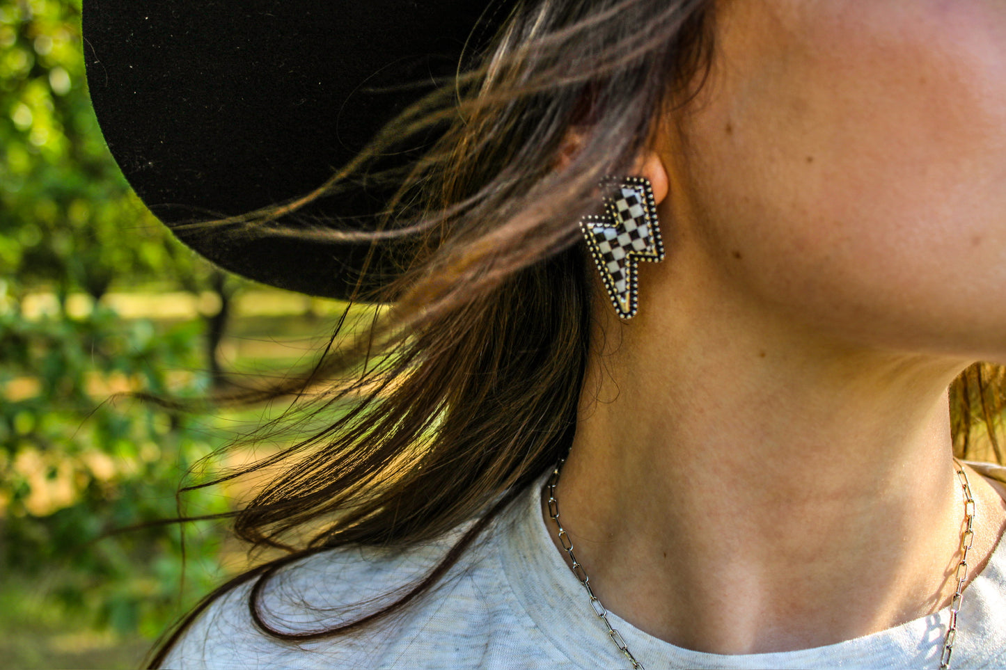 Checker Thunder Earrings