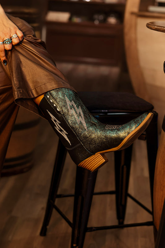 Bowie Teal Metallic Boots