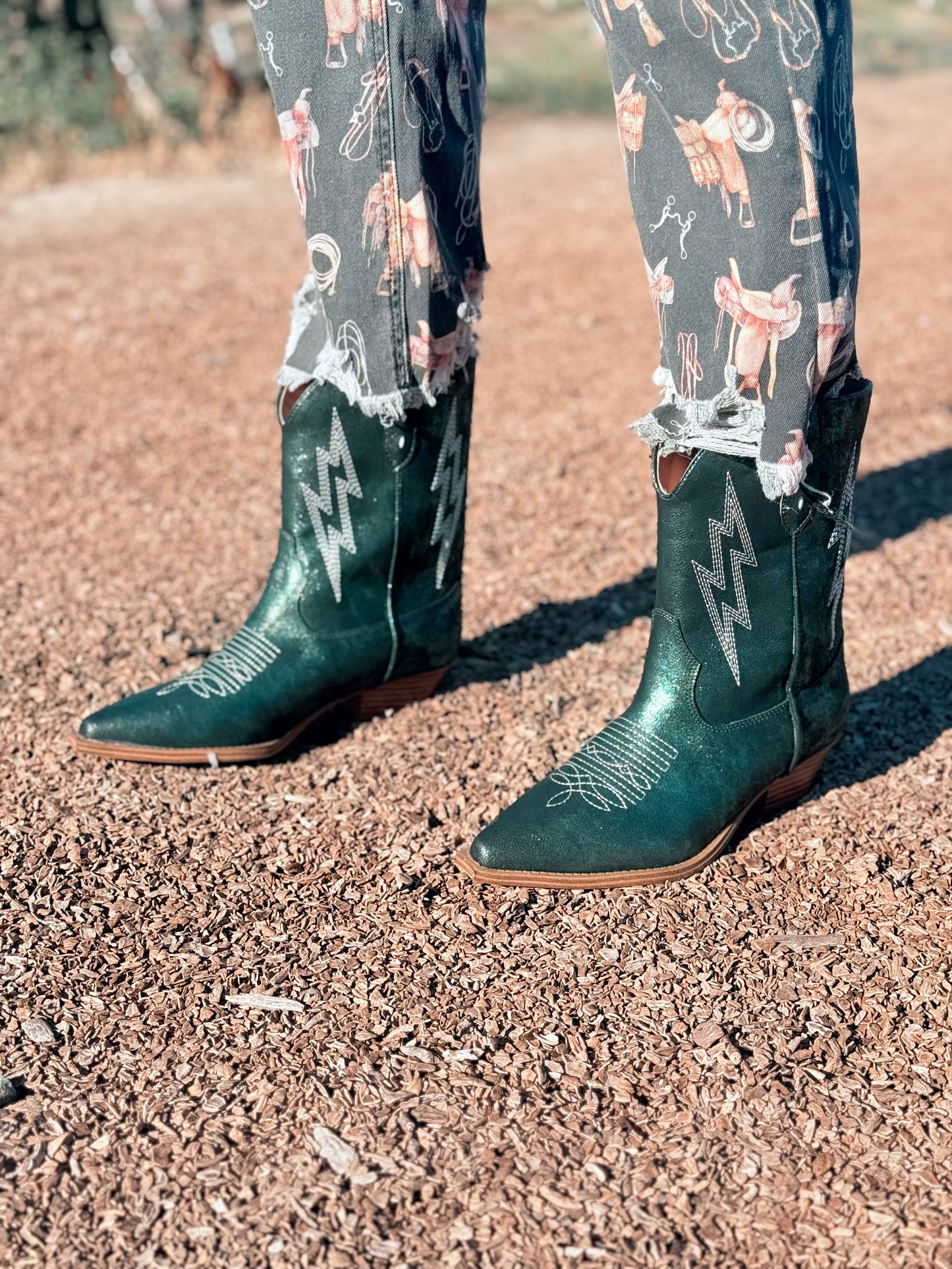 Bowie Teal Metallic Boots