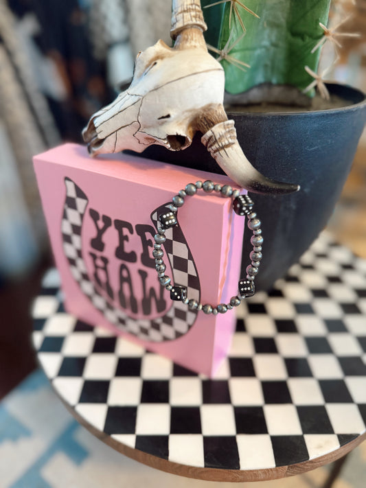Navajo Pearl and dice stretch bracelet