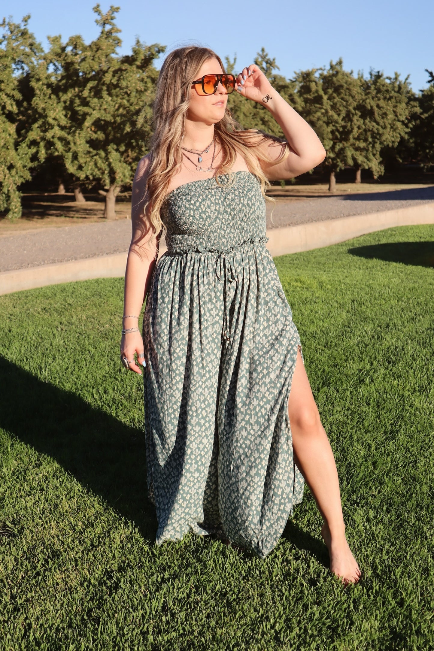 Seafoam Cactus Strapless Jumpsuit