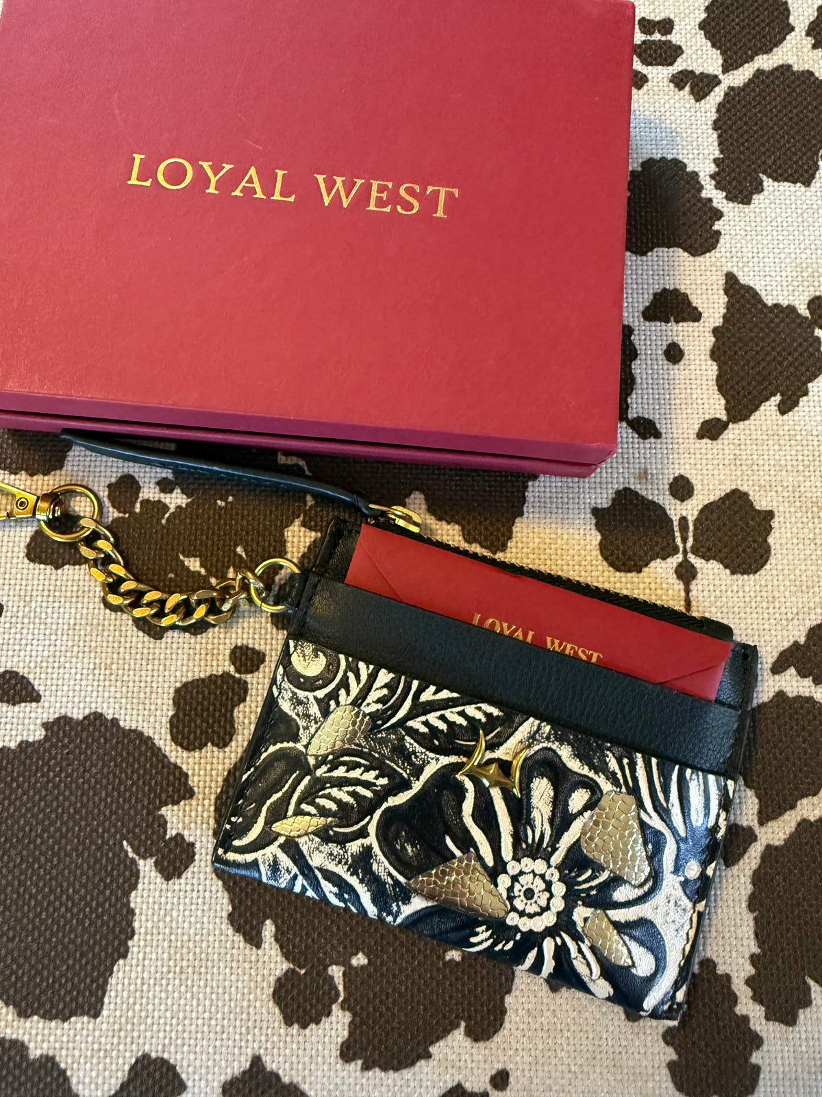 Loyal West Shell Credit Card Holder Black Floral