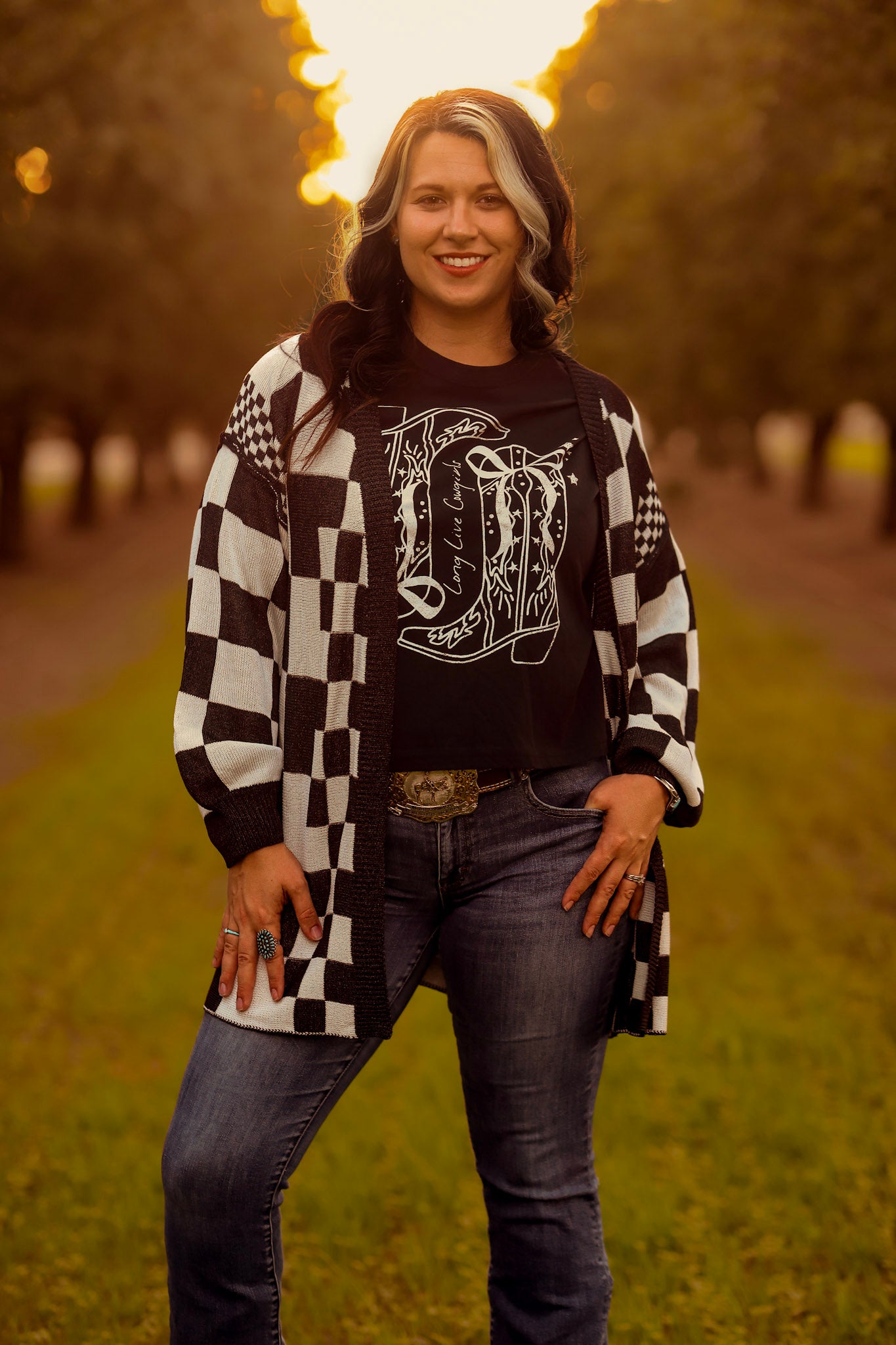 Long Live Cowgirls Bow & Boots Long Crop Top