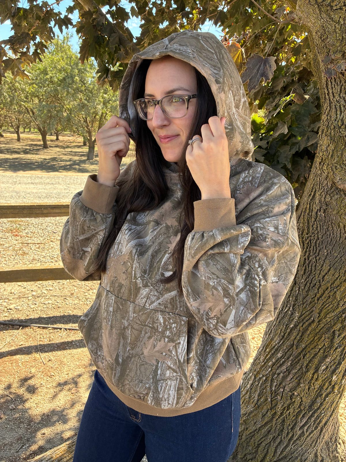Tree Camouflage Hoodie with Kangaroo Pocket