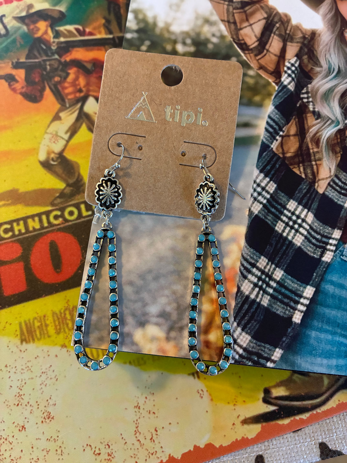 Western Turquoise Teardrop Earrings