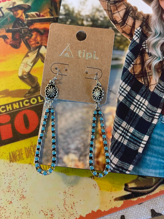 Western Turquoise Teardrop Earrings