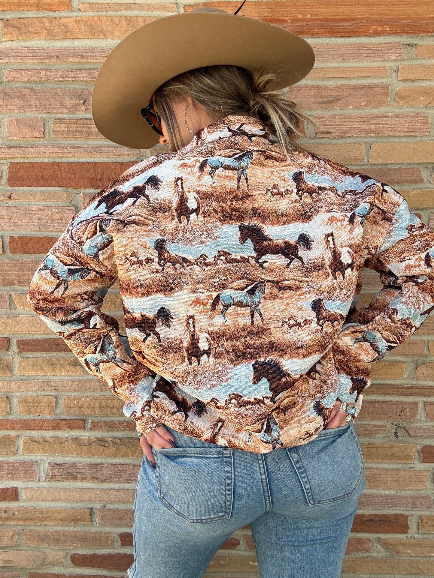 Western Pattern Button Front Jacquard Jacket