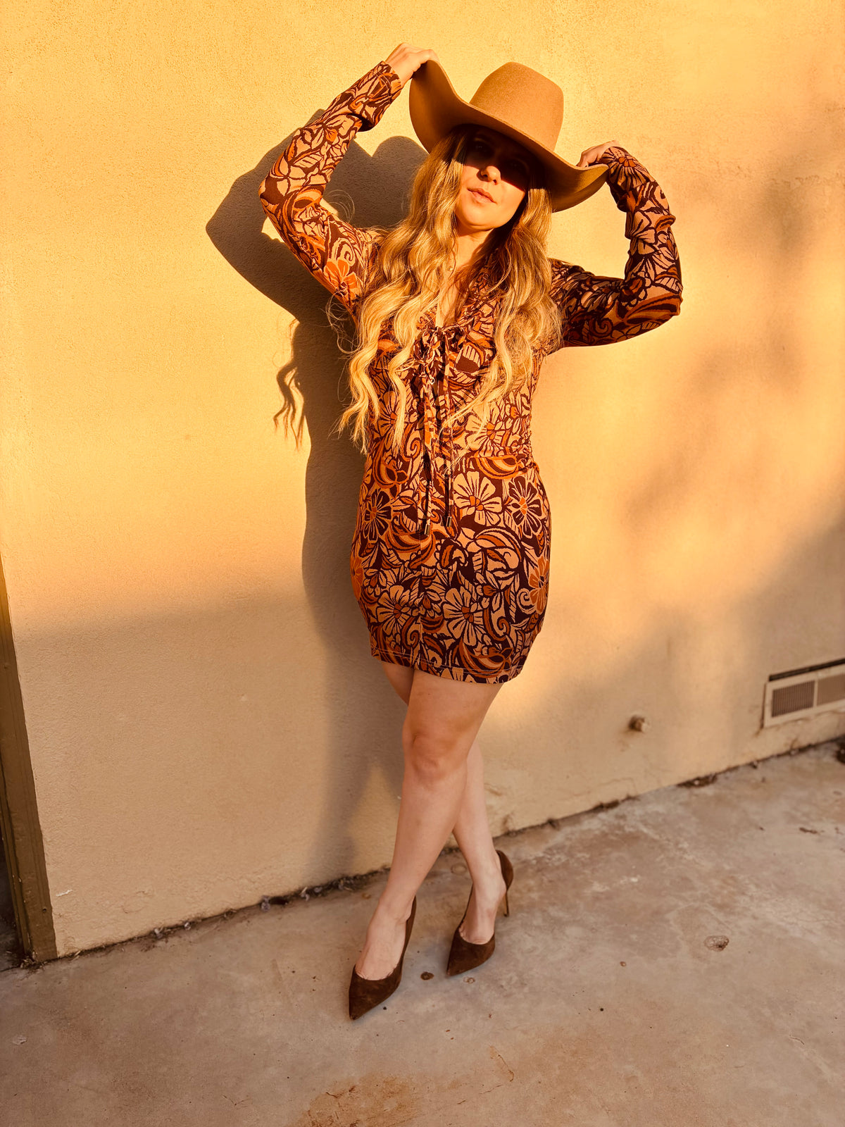 Floral Lace Up Mini Dress