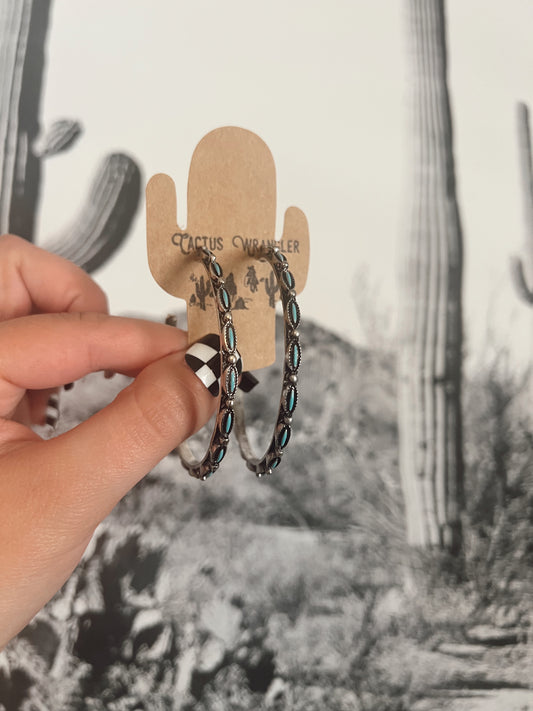 Hoop Turquoise Stone Earrings